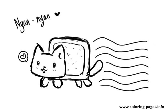 Black And White Nyan Cat Cute coloring