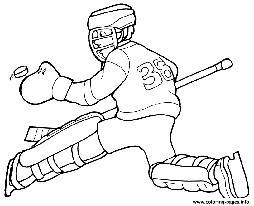 Hockey Goalie Kids Coloring Page Printable