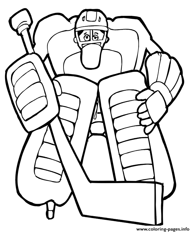 Hockey Goalie Kid Coloring Page Printable