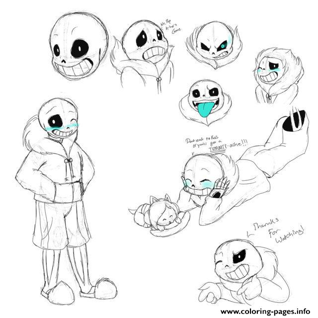 Undertale Sans Sketch Study By Vdragon Coloring Pages Printable