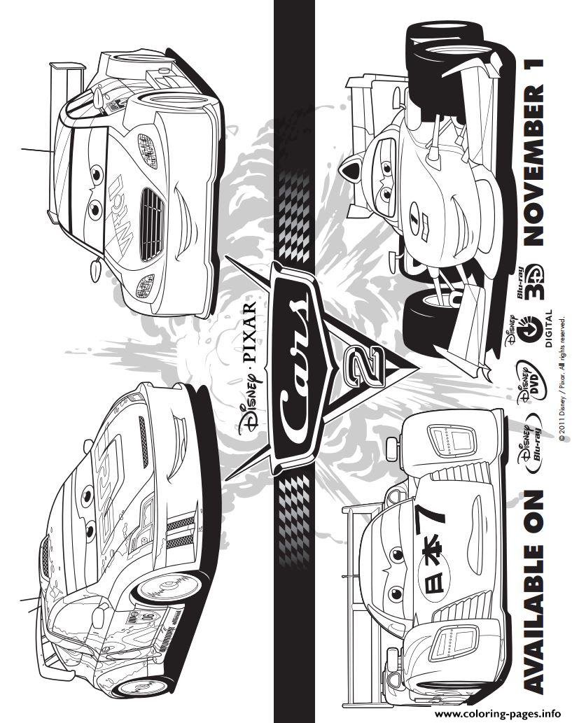 Cars 2 Disney Four Cars coloring
