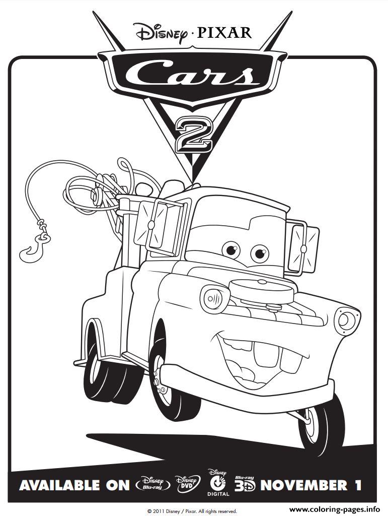 Gambar Disney Cars 2 Mater Coloring Pages Printable di Rebanas - Rebanas