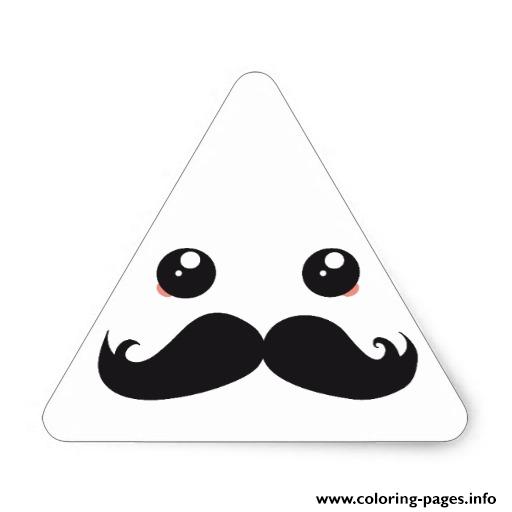Kawaii With Cute Mustache Triangle Stickers coloring