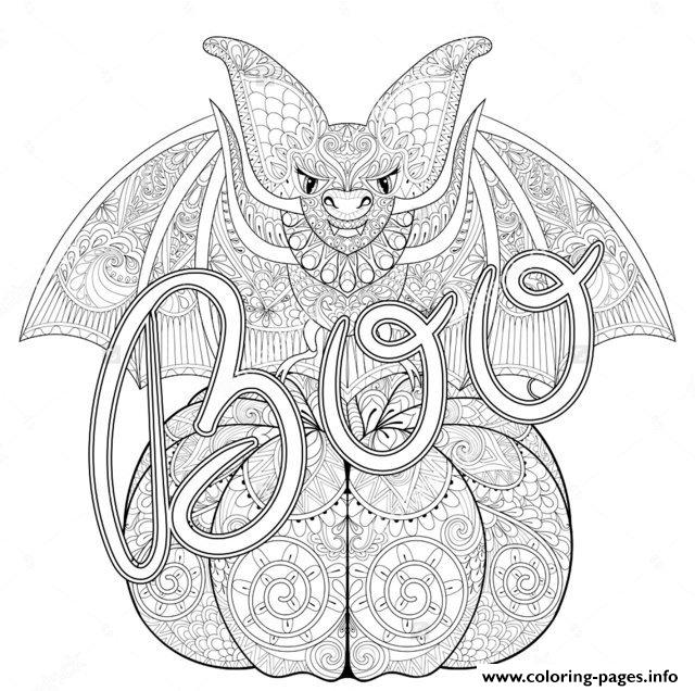 Adult Halloween Zentangle Bat coloring