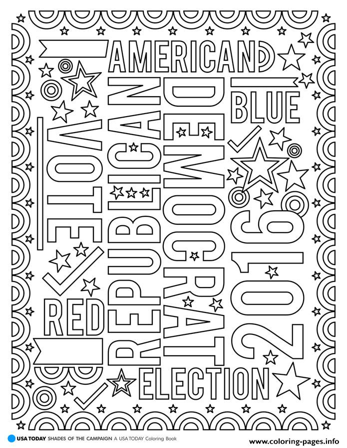 American Election 2016 Republican Vs Democrat coloring