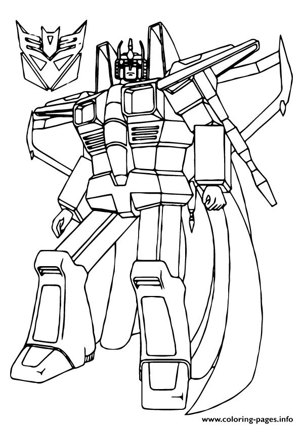 Transformers Star Scream A4 Coloring Pages Printable