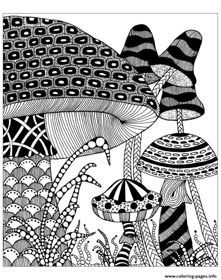 Adult Big Mushrooms Coloring page Printable