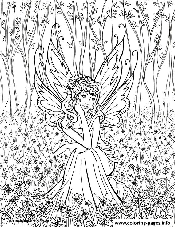 Contemplative Fairy Adult coloring