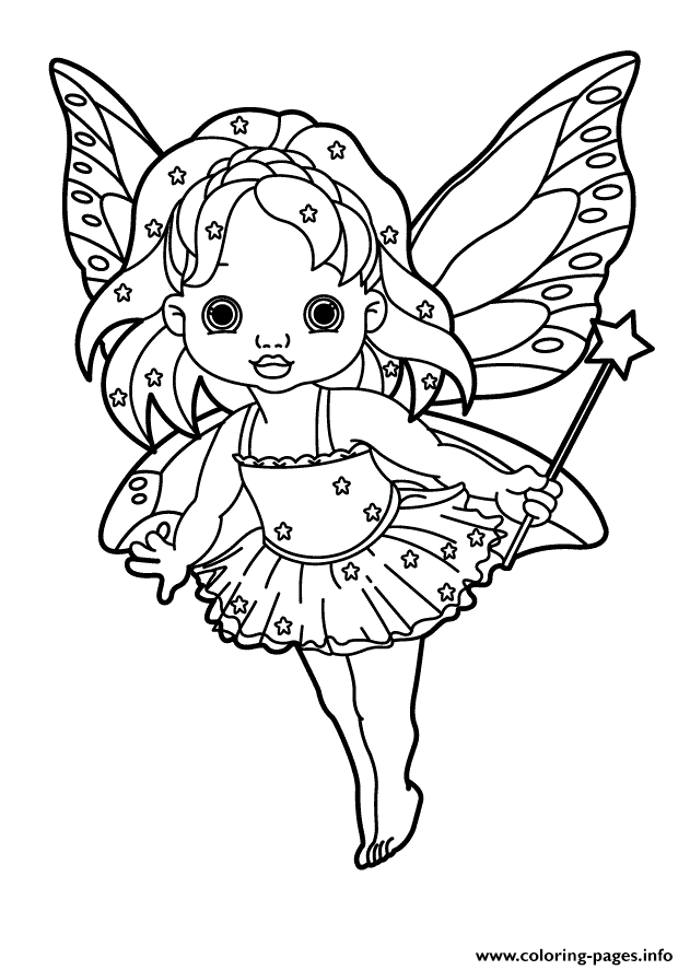 Tooth Fairy Girl Holding Star Wand  coloring