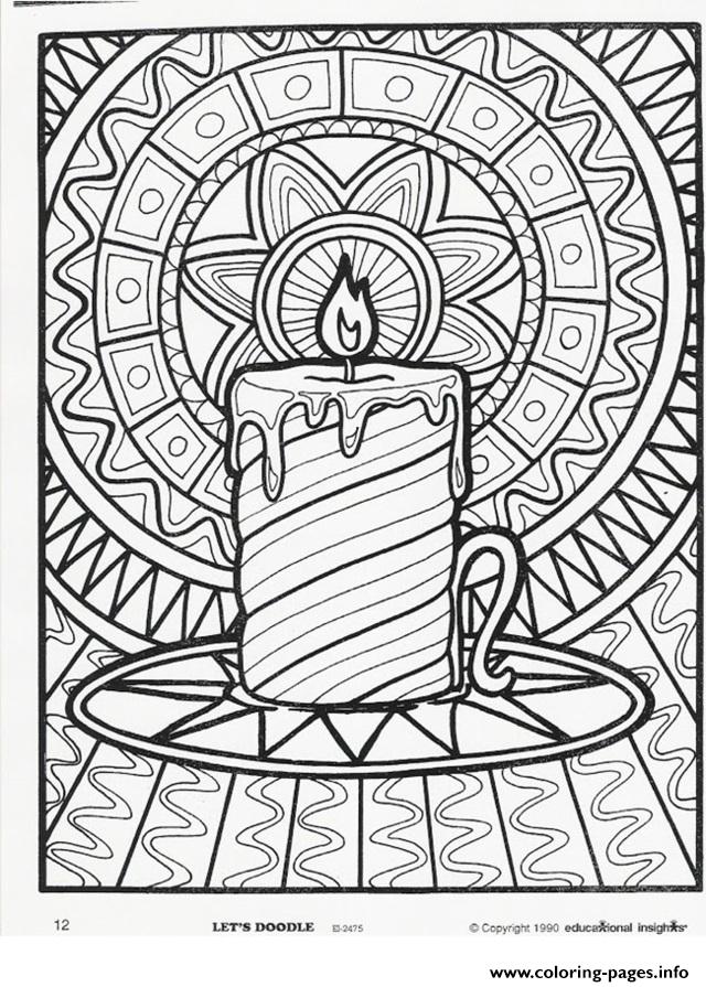 Christmas Adults Candle Coloring Pages Printable