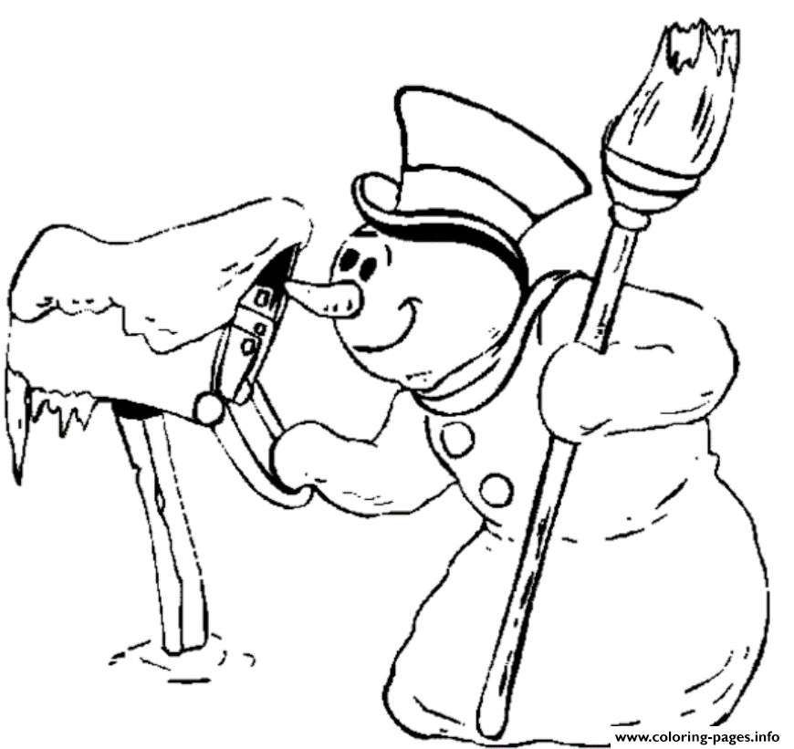 Christmas Winter Snowman Checking The Mall4da0 coloring