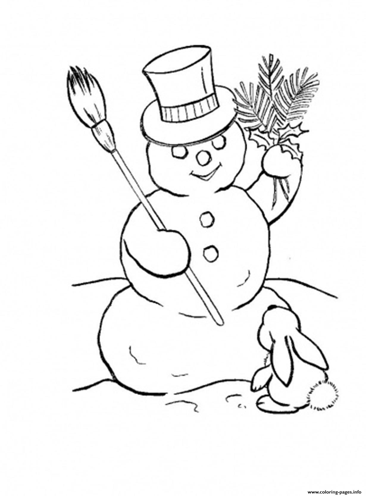 Rabbit And Snowman S To Print D615 coloring