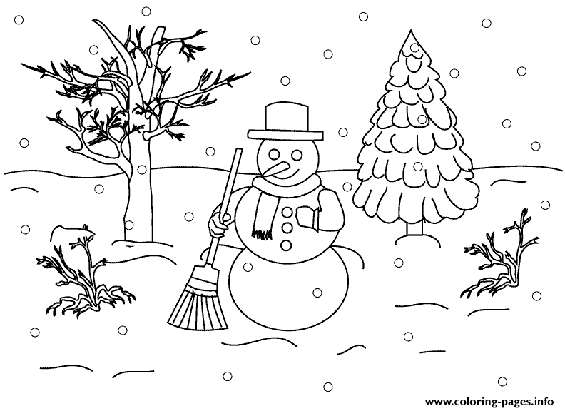 Christmas Winter Snowman On Snow Rain14bb coloring