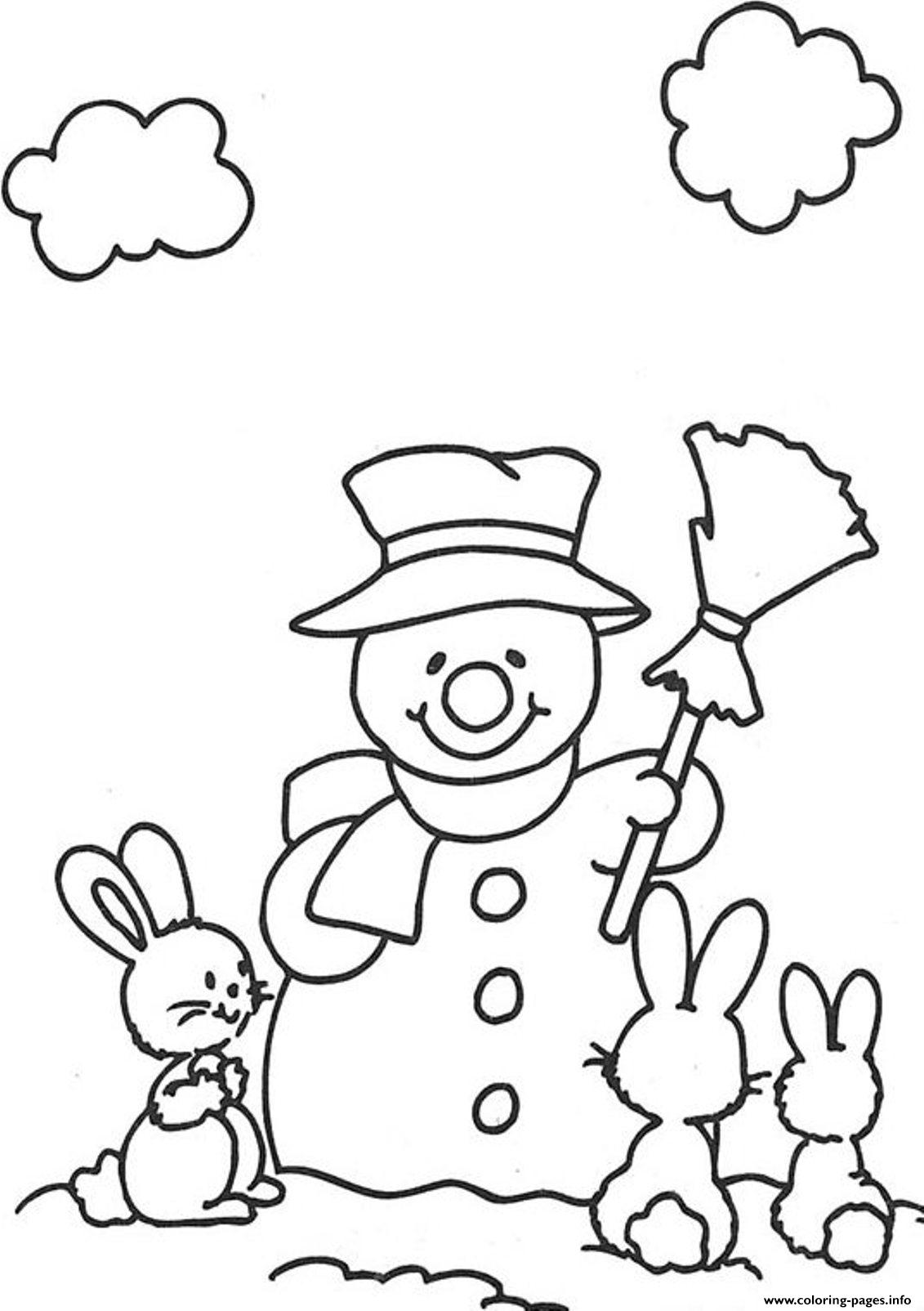 Rabbits And Snowman S1bea coloring