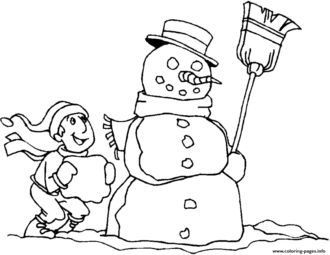 Boy And Snowman S To Print 7987 coloring