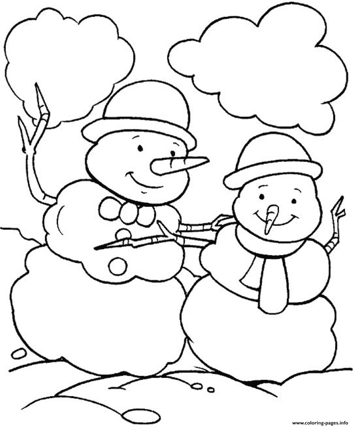 Christmas Winter Two Snowman 2aa0 coloring