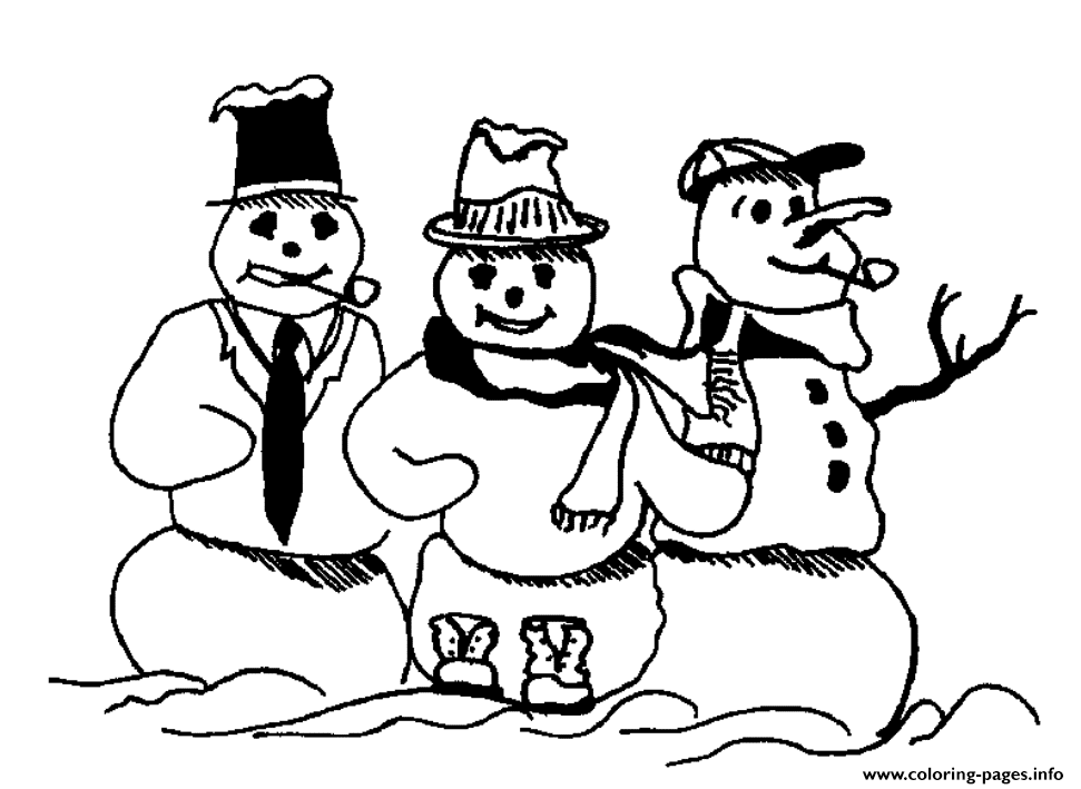 Three Snowman Winter S79ed coloring