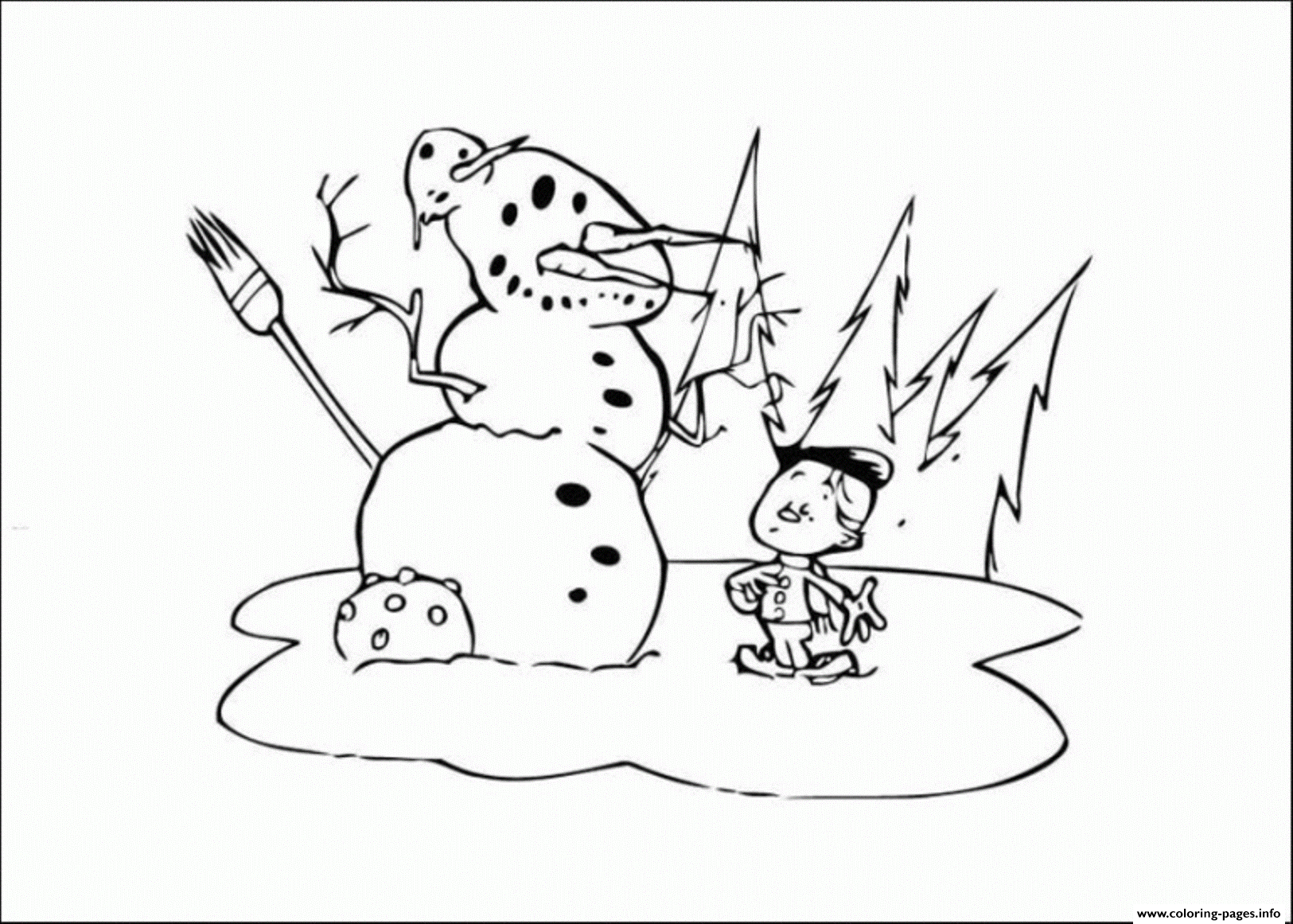Boy Make Snowman S Winter 3aca coloring
