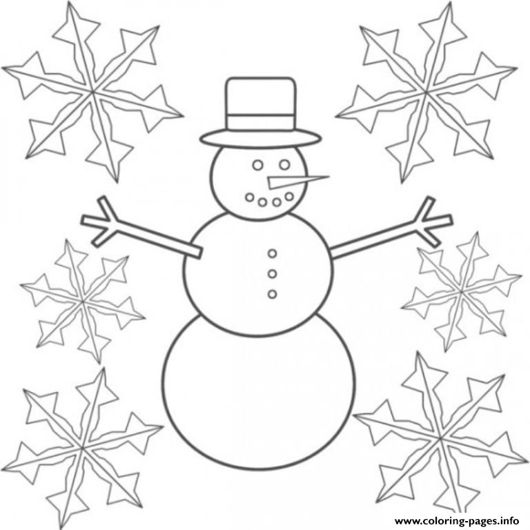 Snowman And Snowflake Sd15d Coloring Pages Printable