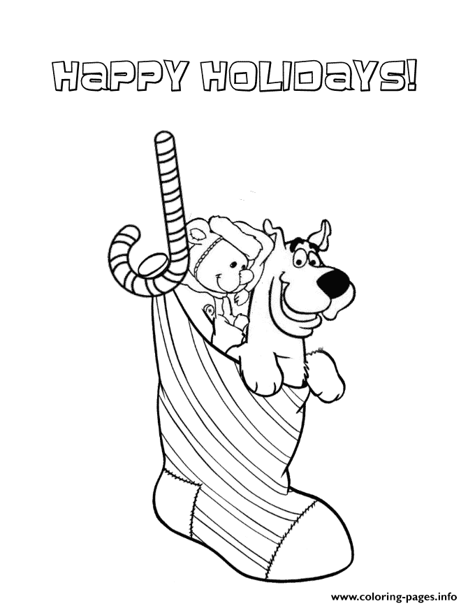 Scooby Doo In Christmas Socks Coloring Page Printable
