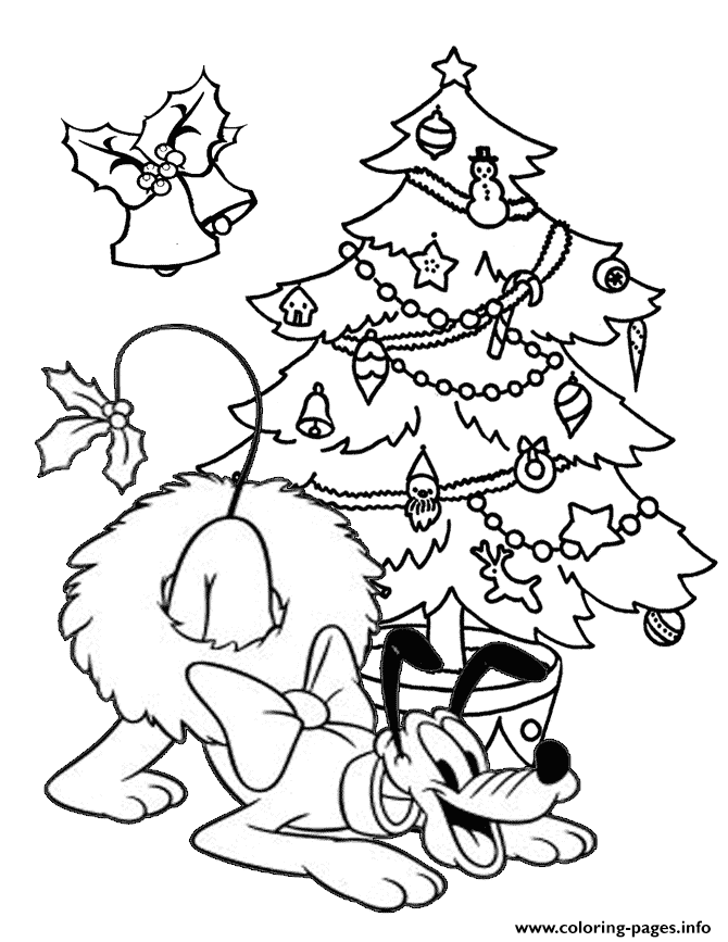 Pluto With Christmas Wreath coloring