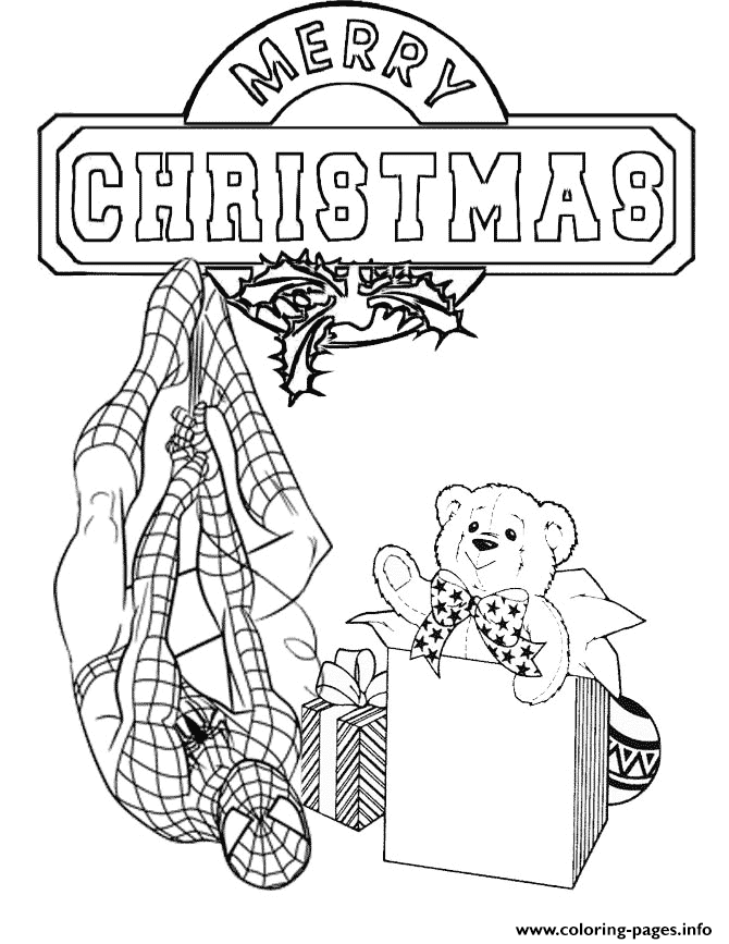 Spiderman Presents Christmas coloring
