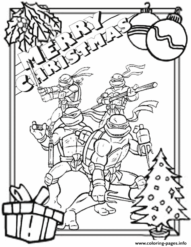 ninja turtles border christmas coloring pages printable
