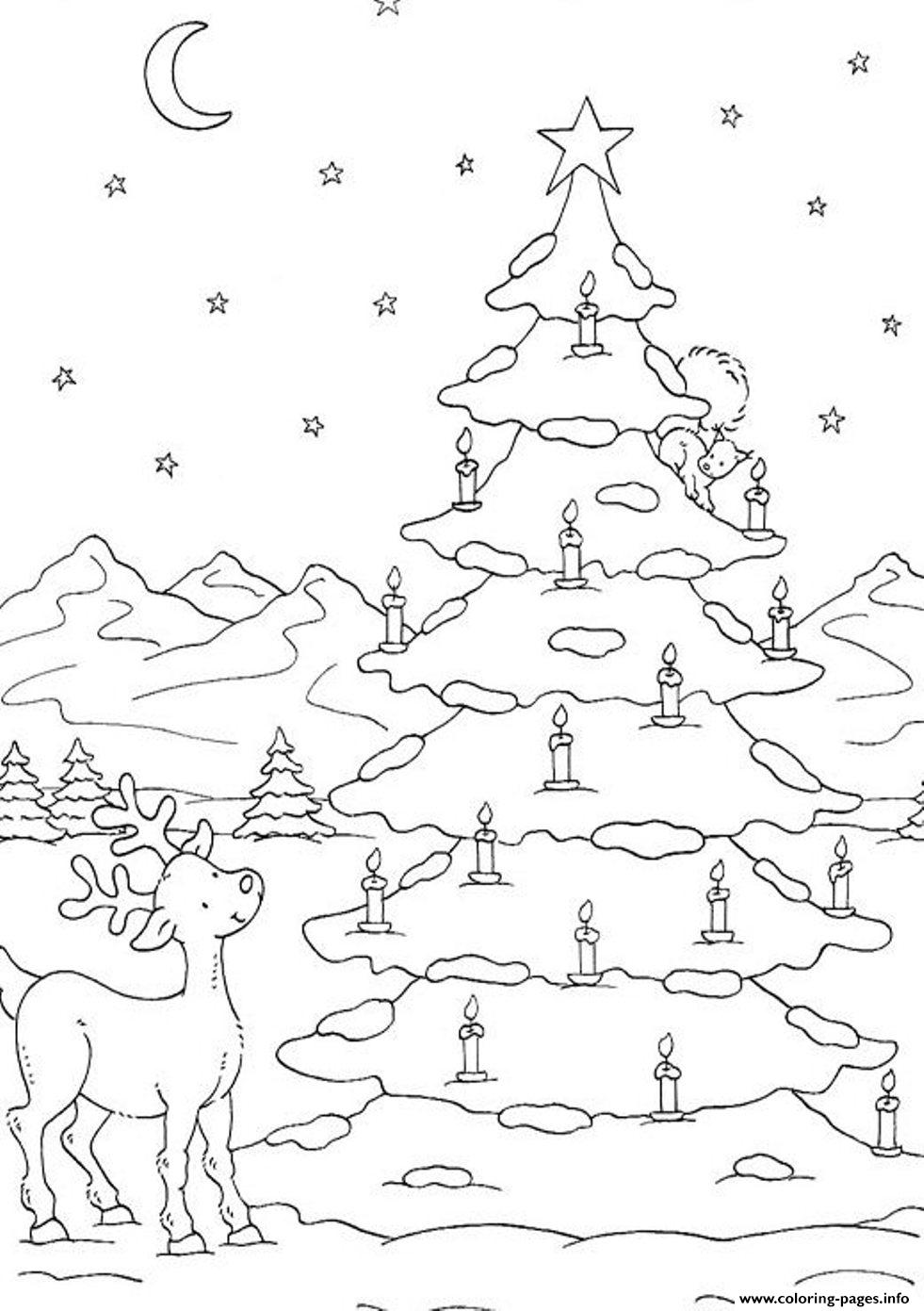 Free S Christmas Tree On Snow9267 Coloring page Printable