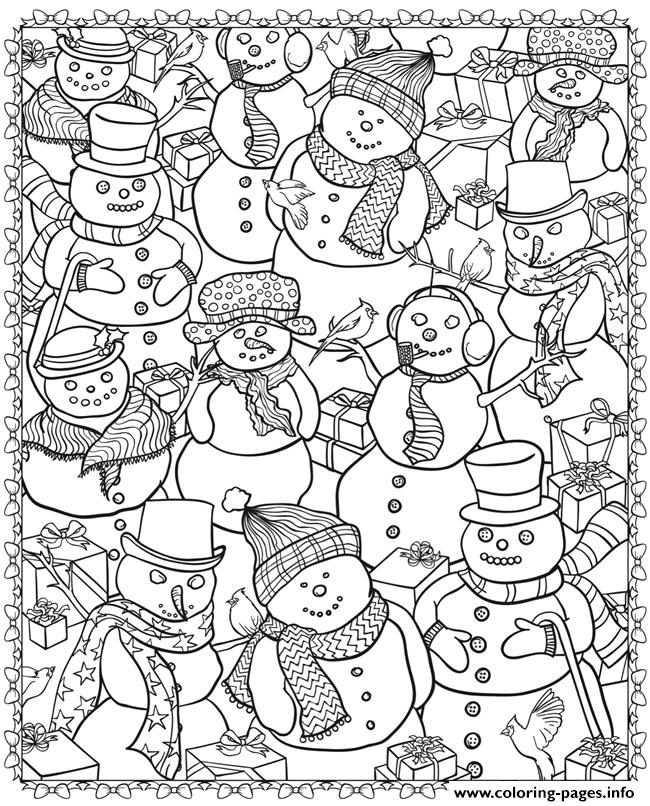 Adult Christmas Snowman coloring