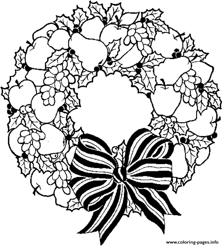 Wreath Free S For Christmas Holiday Coloring Page Printable