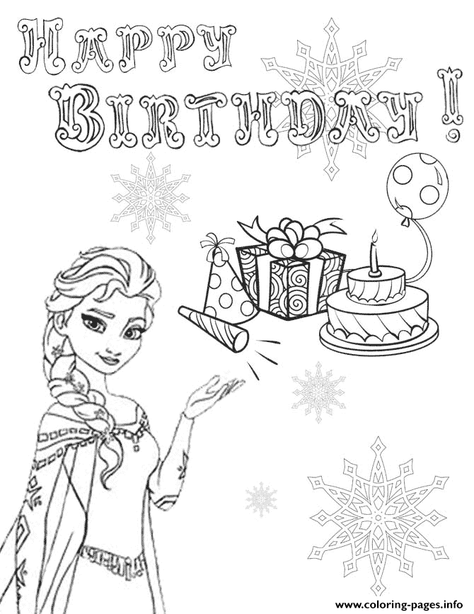 Elsa Snowflake Presents Cake Birthday coloring