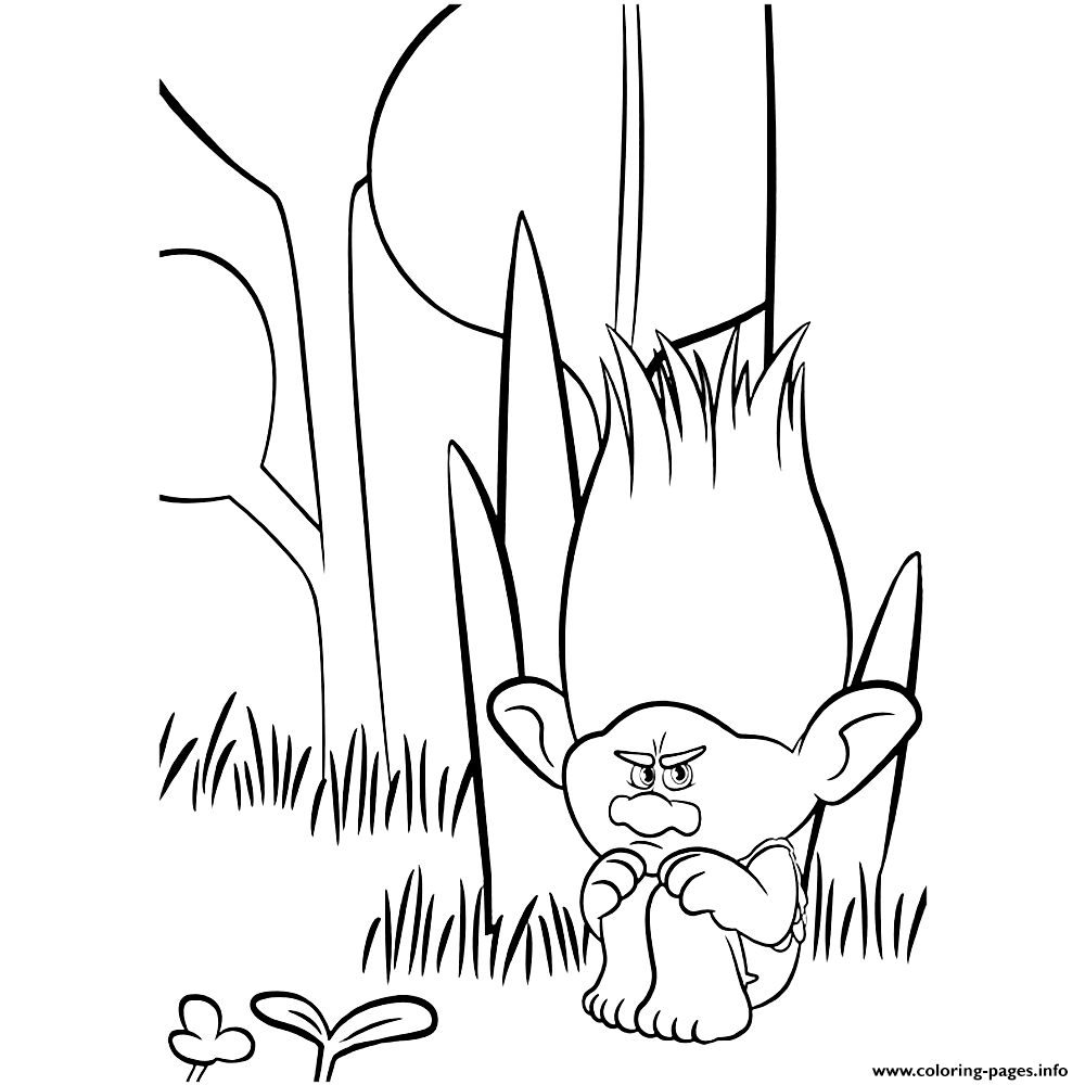 Sad Branch Trolls Movie Coloring Pages Printable