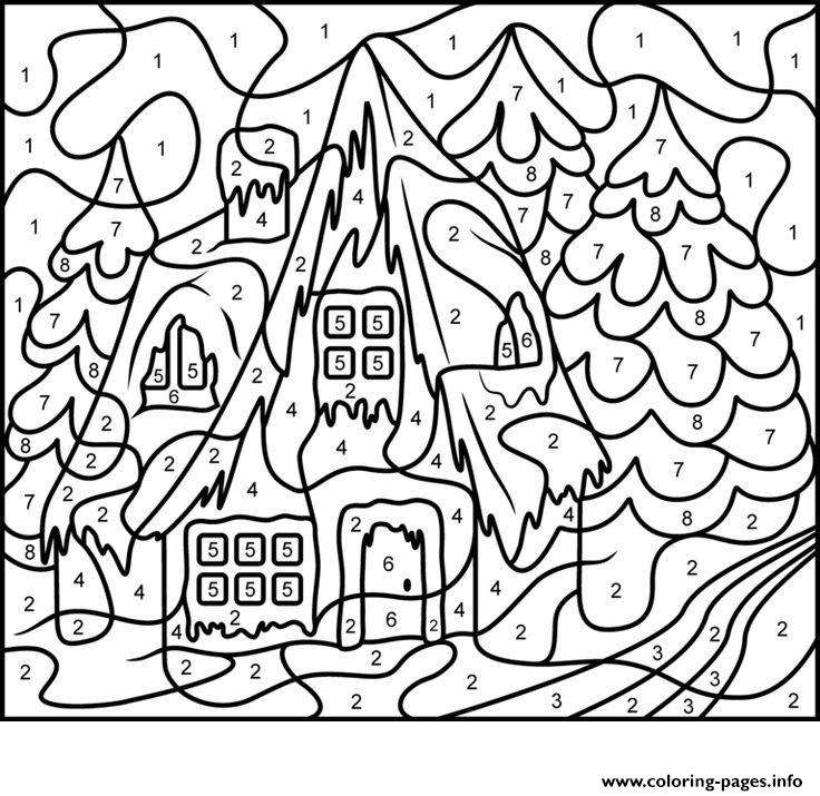 Color By Number Adults House Free Coloring page Printable