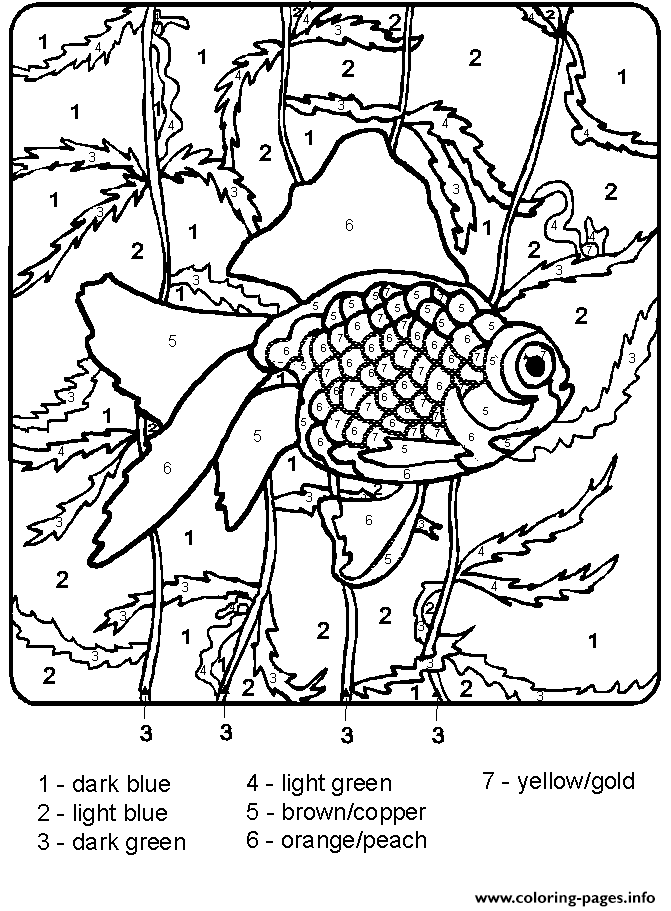 Color By Number Fish For Adults coloring