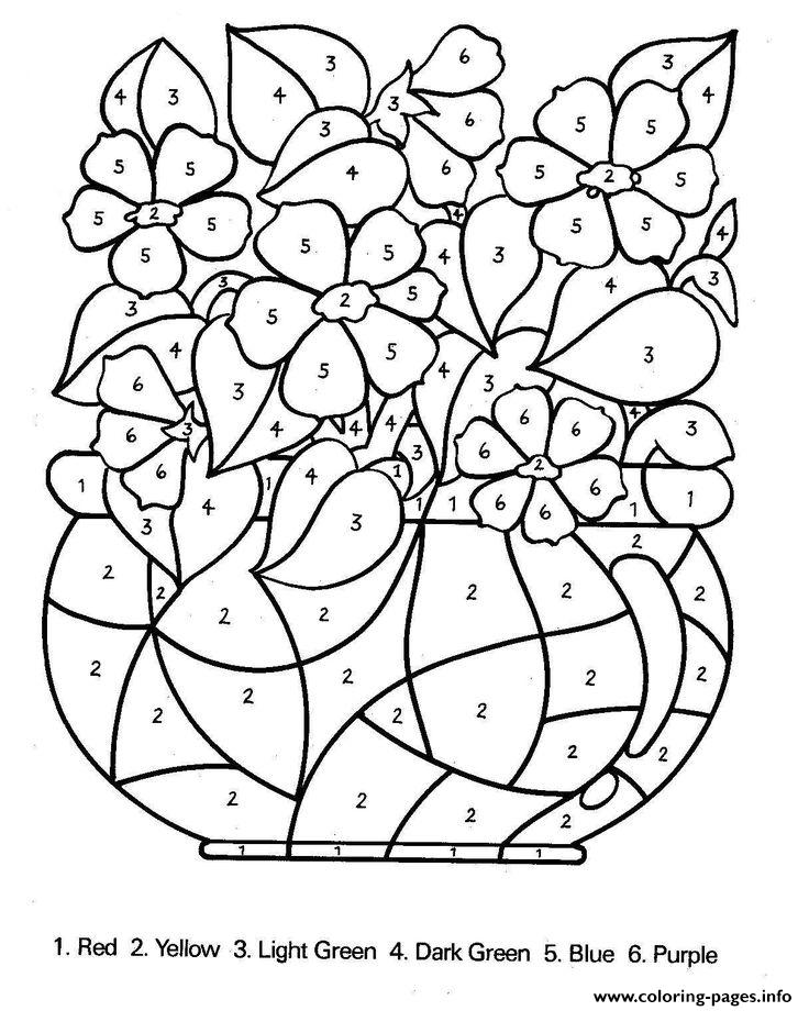 Download Color By Number Flowers Adults Coloring Pages Printable