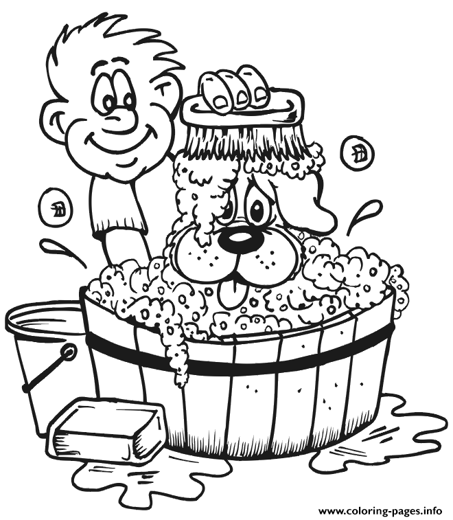 Dog Bathing In A Bucket 5cfb coloring