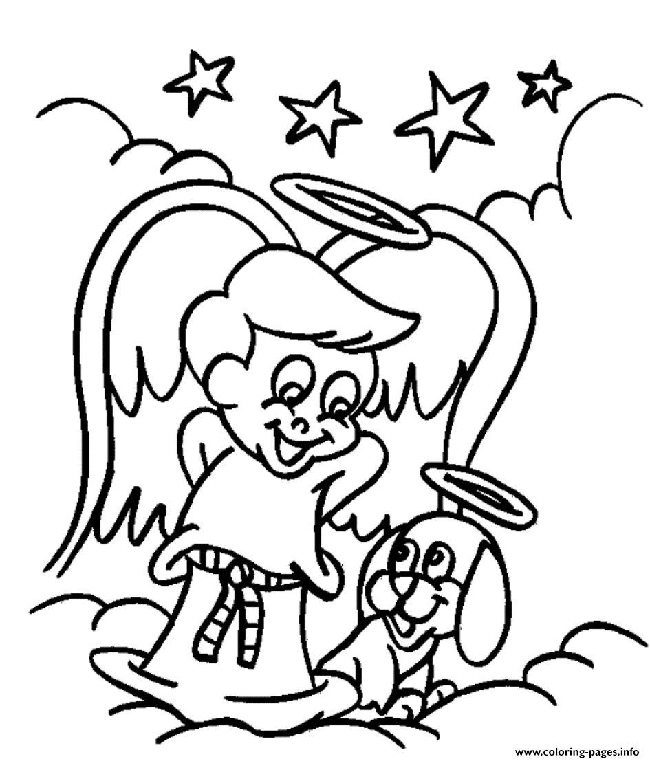 Free S For Christmas Angel And Dog77a3 coloring