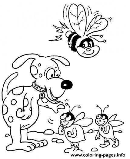 Dog And Bees Ba26 coloring