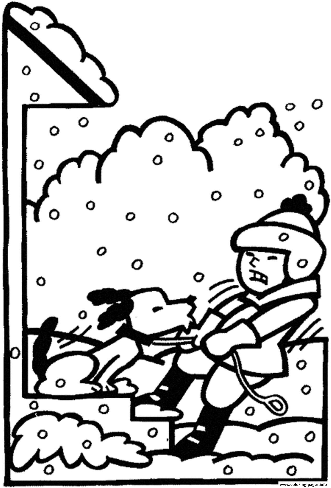 Kid And Dog Winter S2391 coloring