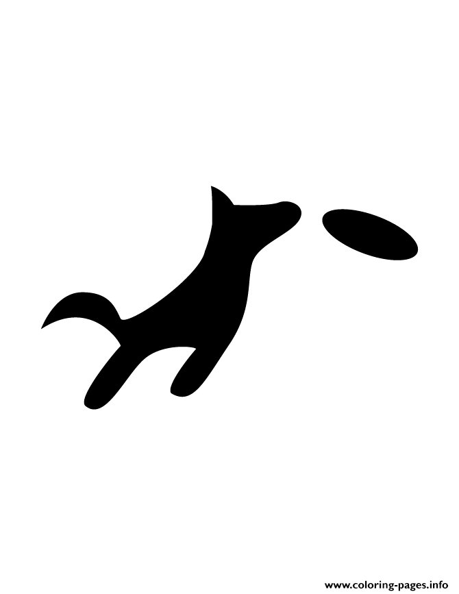 Dog Catching Frisbee Silhouette coloring