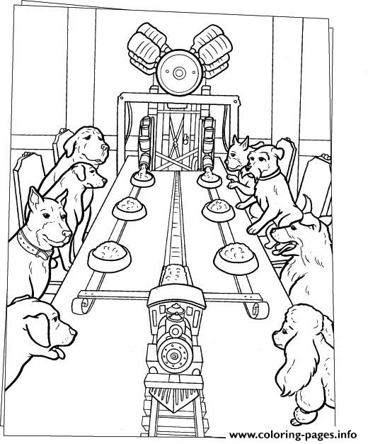 Dogs Dinner On The Table F721 coloring