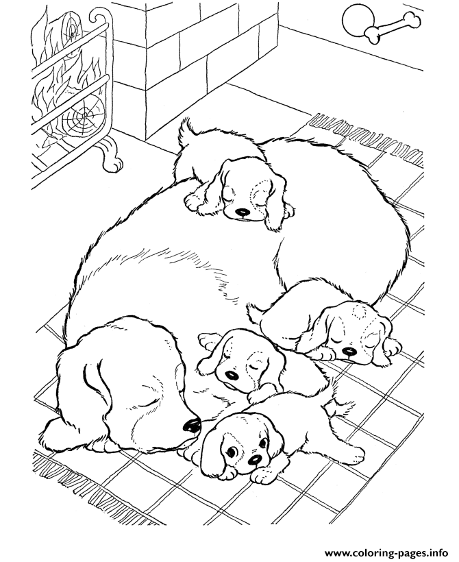 Mommy Dog And Kids 55d8 coloring