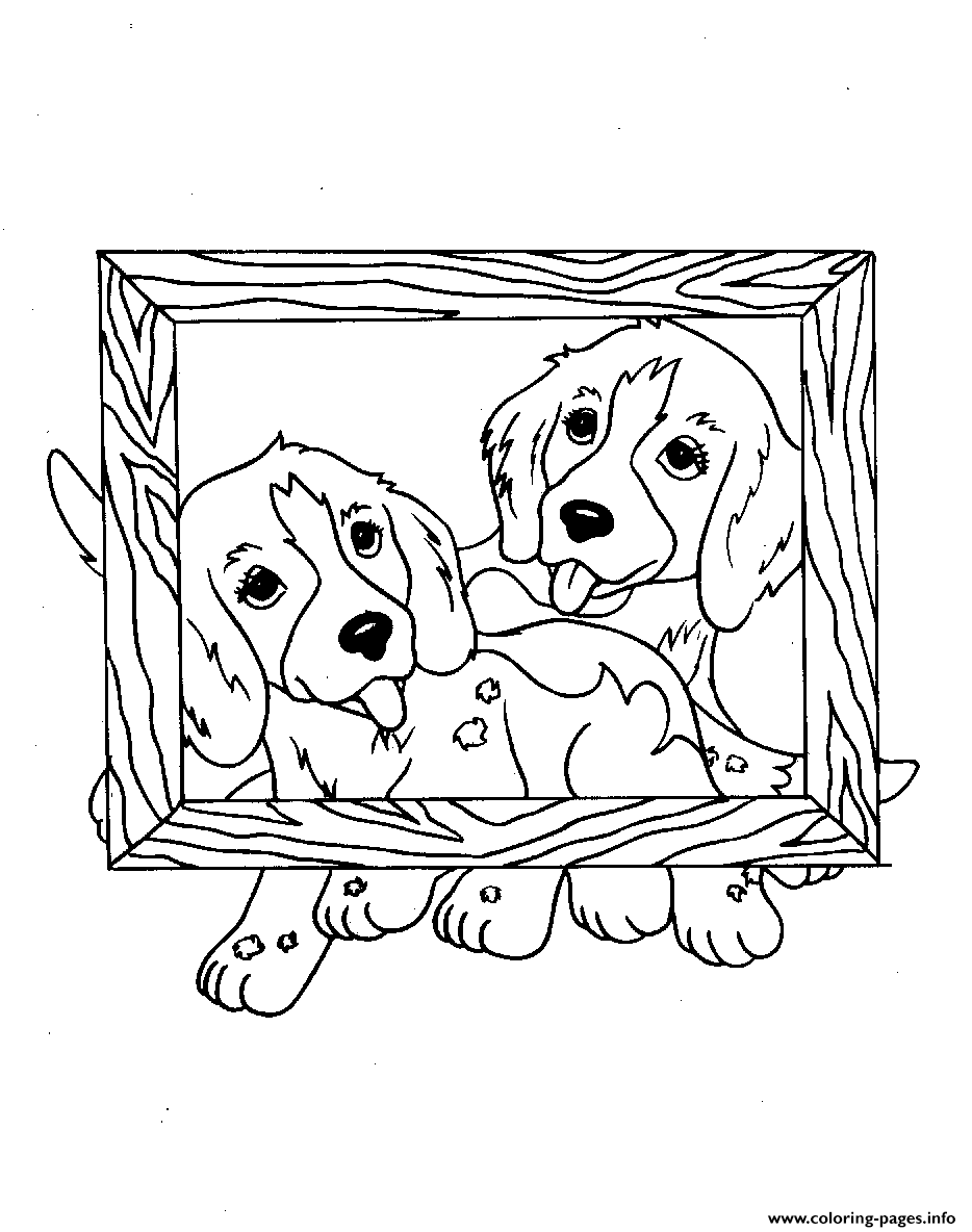 Dogs In A Frame D98c coloring