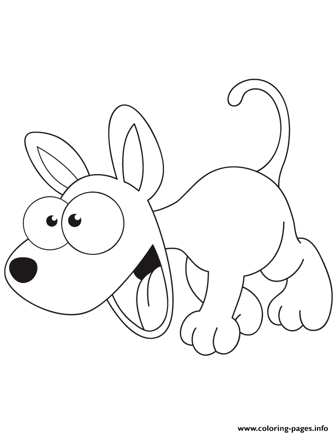 Excited Cartoon Dog For Kids Coloring Pages Printable
