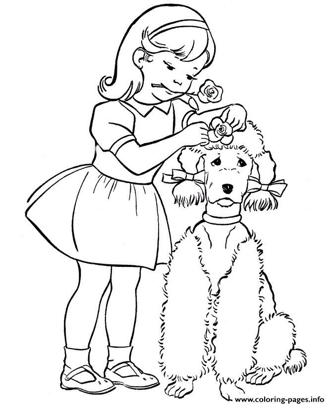 9400 Top Coloring Pages Girl With Dog For Free