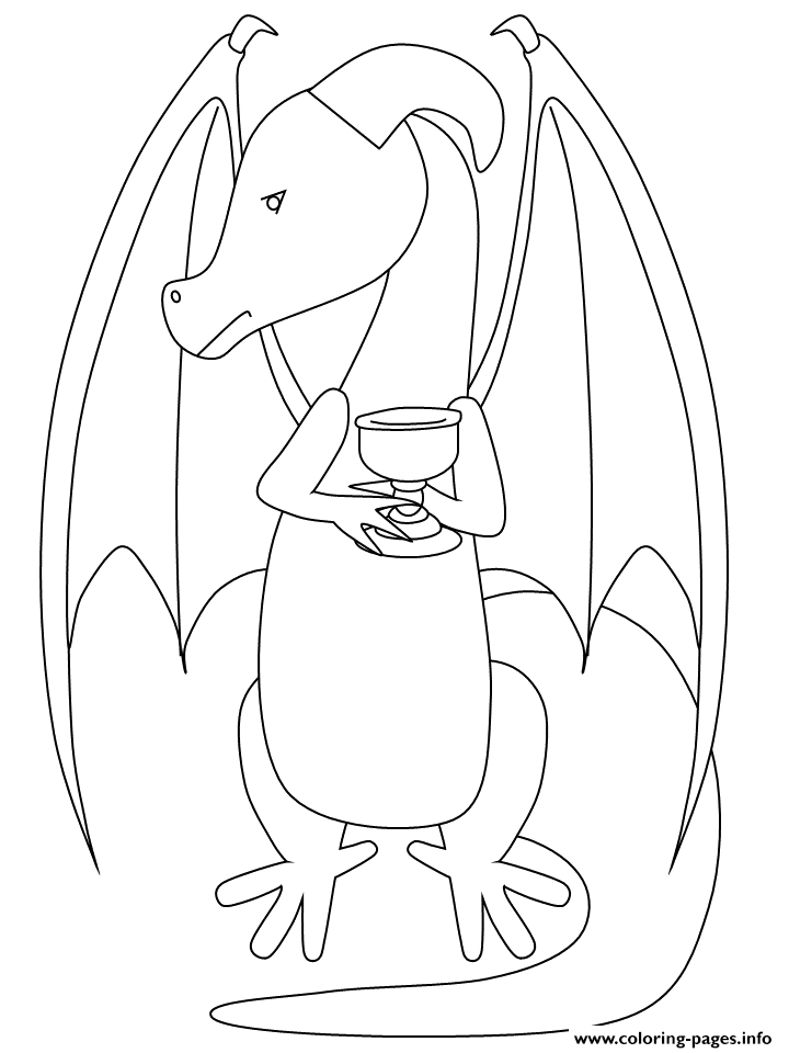 Dragon With Goblet coloring