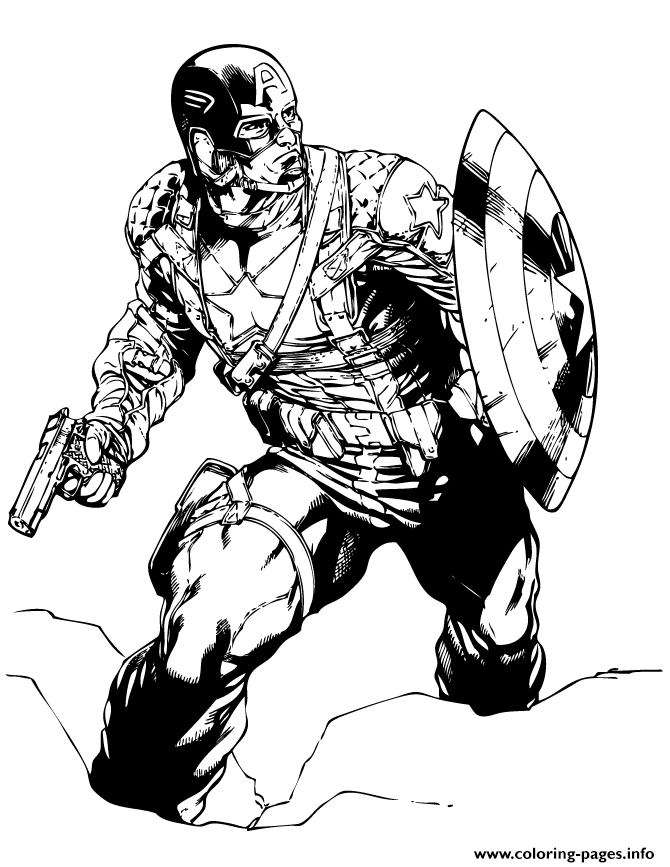 Captain America Classic Marvel Comic Coloring Page coloring