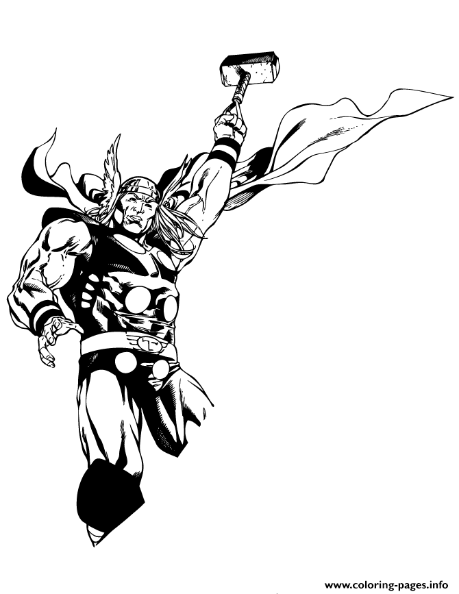 Marvels Thor Holding Hammer Coloring Page coloring
