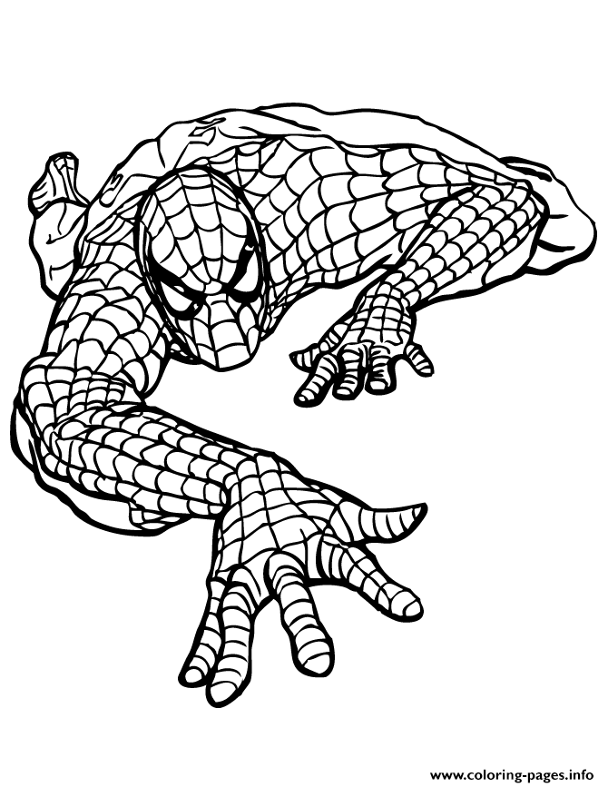 Marvel Comics Spider Man Climbing Colouring Page coloring