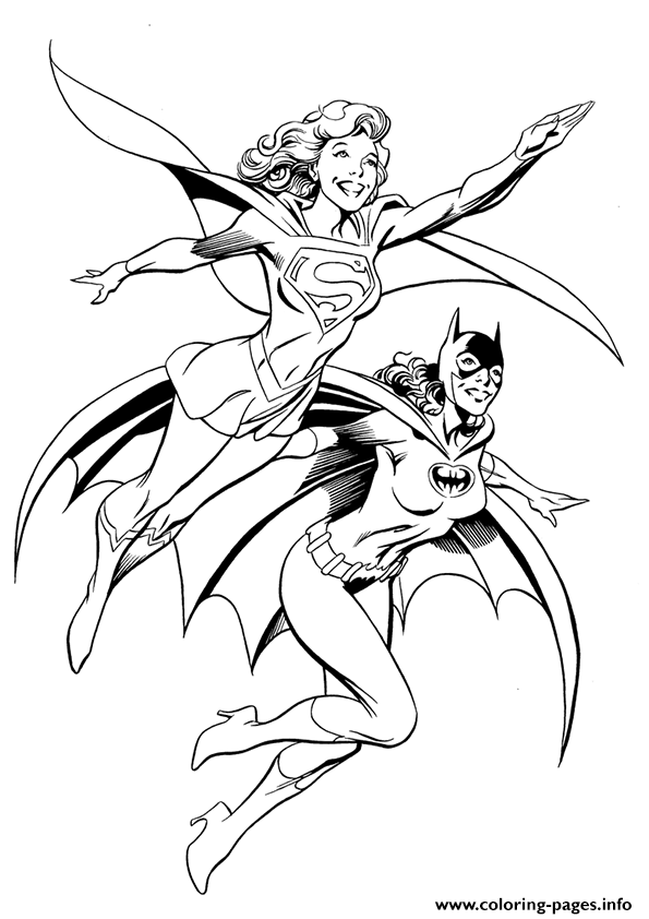 Supergirl Fly With Batwoman coloring